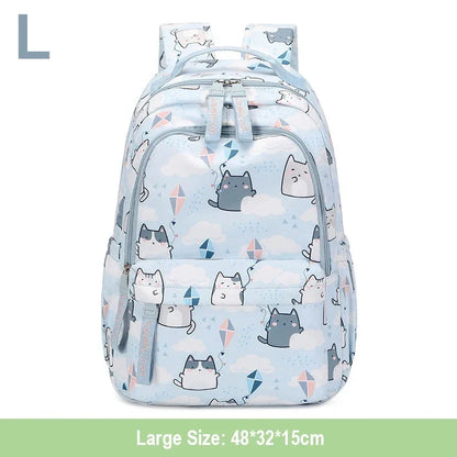 Kawaii Cats with Kites Backpack – Waterproof Polyester Bag | Medium & Large Sizes