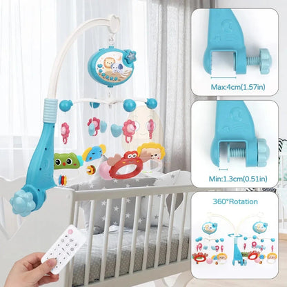 Baby Crib Mobile with Remote Control – Rotating Musical Projector Night Light | Hanging Animal Rattles | 0–12 Months | Newborn Baby Shower Gift