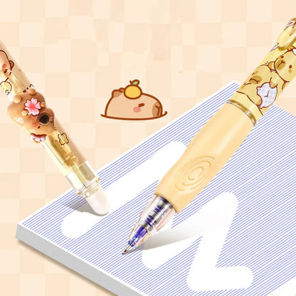 Kawaii Capybara Erasable Gel Pens – Set of 6 Cute Capy Buddies Pens | Blue Ink | Kawaii Stationery Gift