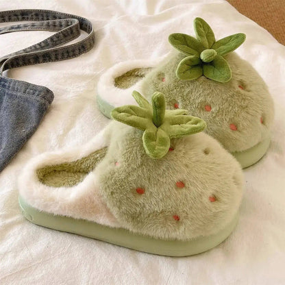 Kawaii Strawberry Slippers – Cute Cosy House Slippers | Pink, Green & Red | Sizes 36-41
