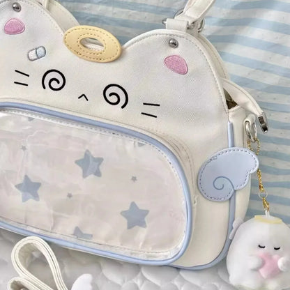 Kawaii Neko Cat Crossbody Bag – Cute PU Leather Cat Face Bag | Adjustable Strap | Kawaii Fashion Accessory