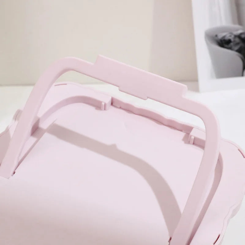 Pink animal-shaped desktop mirror back with foldable stand brackets