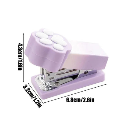 Kawaii Pastel Cat Paw Stapler – Cute Mini Stapler with Staples | Pink, Yellow & Purple