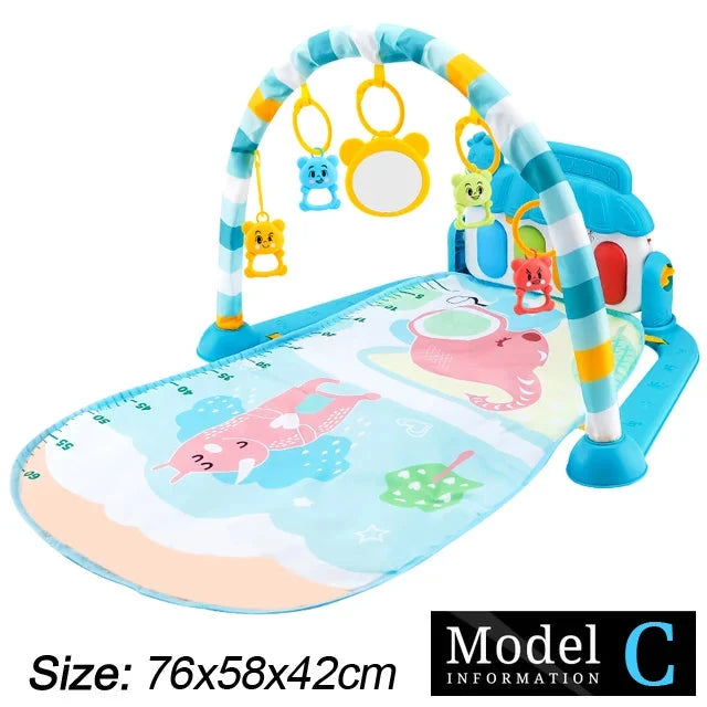 Baby Play Gym with Music & Piano Mat – Kick-Activated Piano | Hanging Toys | Tummy Time Mat | 0–36 Months | Baby Shower Gift