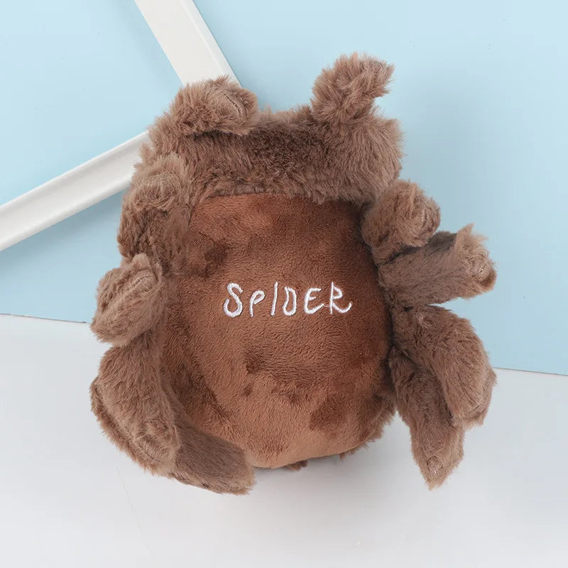 Kawaii Cute Spider Plushie – Soft Stuffed Spider Toy | Brown, Grey & Pink | 11x17cm