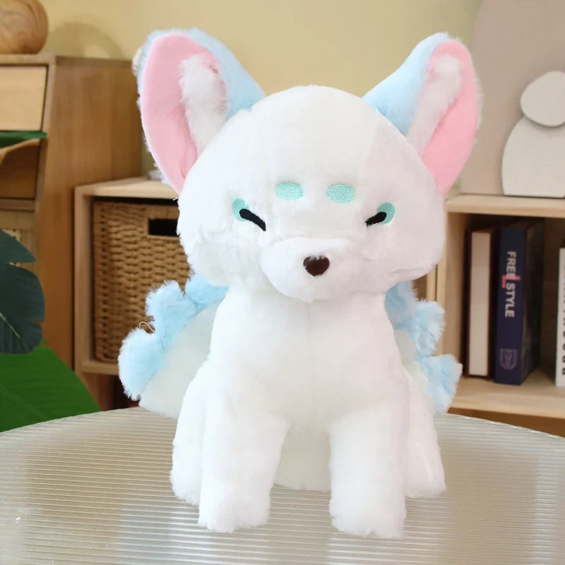 Kawaii Kitsune Fox Plushie – Mystical Japanese Fox Stuffed Animal | Red & Blue | 38cm