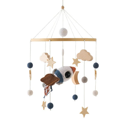 Baby Wooden Bed Bell Cartoon Rabbit Mobile