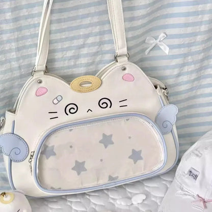 Kawaii Neko Cat Crossbody Bag – Cute PU Leather Cat Face Bag | Adjustable Strap | Kawaii Fashion Accessory