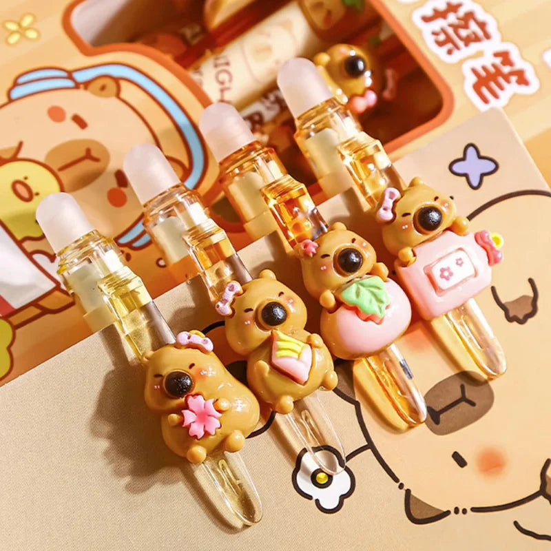 Kawaii Capybara Erasable Gel Pens – Set of 6 Cute Capy Buddies Pens | Blue Ink | Kawaii Stationery Gift