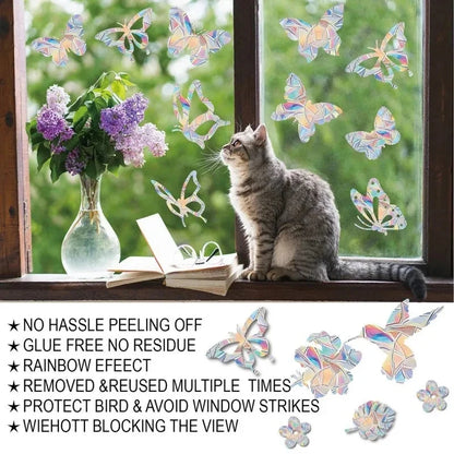 Rainbow Suncatcher Window Stickers – Holographic Prism Decals | 11 Designs | Mushrooms, Stars, Rabbits, Dragonflies & More | Home & Nursery Gift