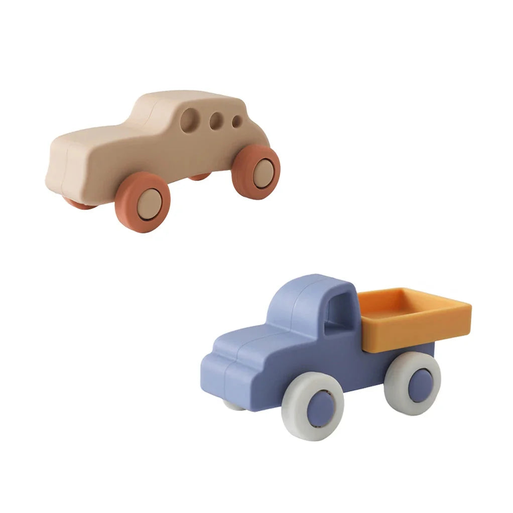 Baby Silicone Car Teether Toy – Montessori Educational 0–12 Months | BPA Free Food-Grade Silicone | Individual Vehicles & Sets | Baby Shower Gift