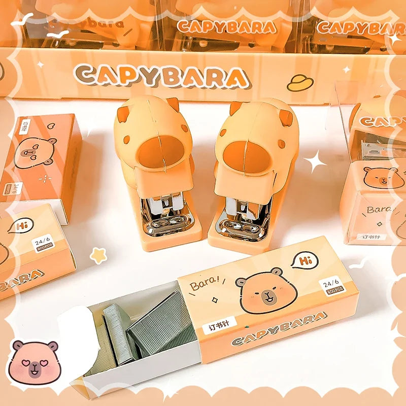 Kawaii Cute Capybara Stapler – Fun Novelty Office Stapler with Staples | Kawaii Desk Accessory