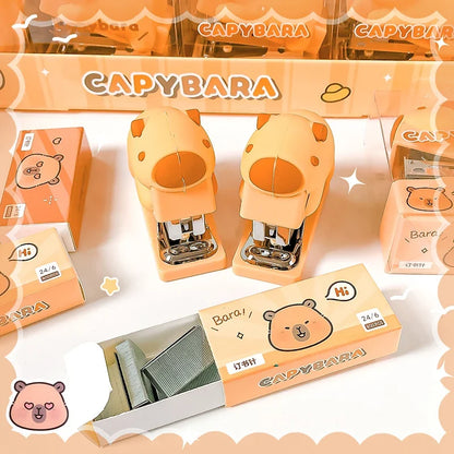 Kawaii Cute Capybara Stapler – Fun Novelty Office Stapler with Staples | Kawaii Desk Accessory