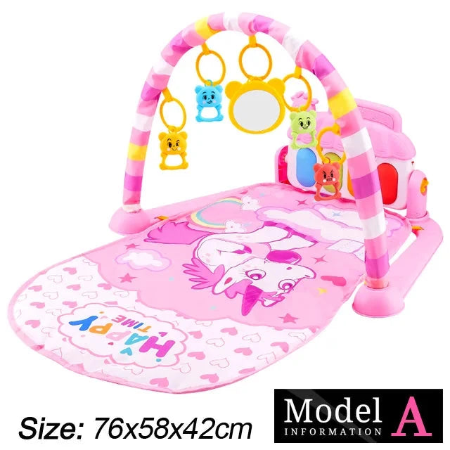 Baby Play Gym with Music & Piano Mat – Kick-Activated Piano | Hanging Toys | Tummy Time Mat | 0–36 Months | Baby Shower Gift