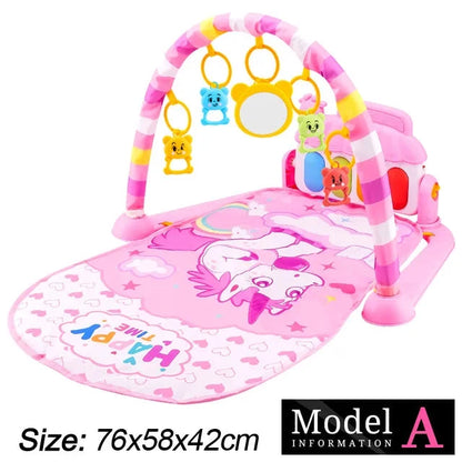Baby Play Gym with Music & Piano Mat – Kick-Activated Piano | Hanging Toys | Tummy Time Mat | 0–36 Months | Baby Shower Gift