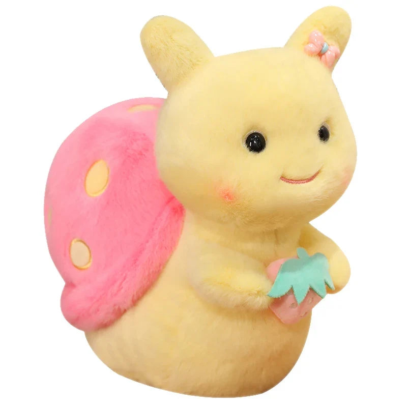 Kawaii Strawberry Snail Plushie – Cute Berry Garden Stuffed Animal | Pink & Blue | 22cm & 35cm