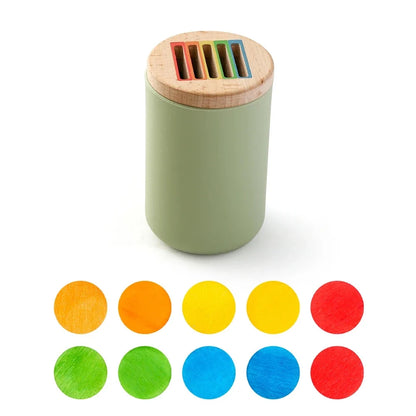 Montessori Colour Sorting Stick & Pot Toy – Wooden Rainbow Sticks, Colour Discs & Holed Lid | BPA-Free | Toddler Learning & Birthday Gift