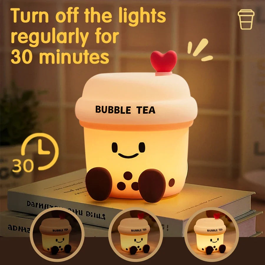 Kawaii Bubble Tea Night Light – Cute LED Boba Lamp | USB Rechargeable | Desk & Bedroom Decor