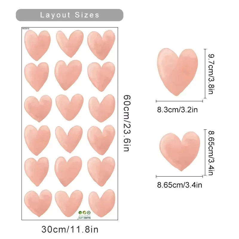 Kids & Nursery Wall Stickers – Watercolour Bears, Hearts & More | Self-Adhesive Peel & Stick | Nursery, Bedroom & Playroom Decor