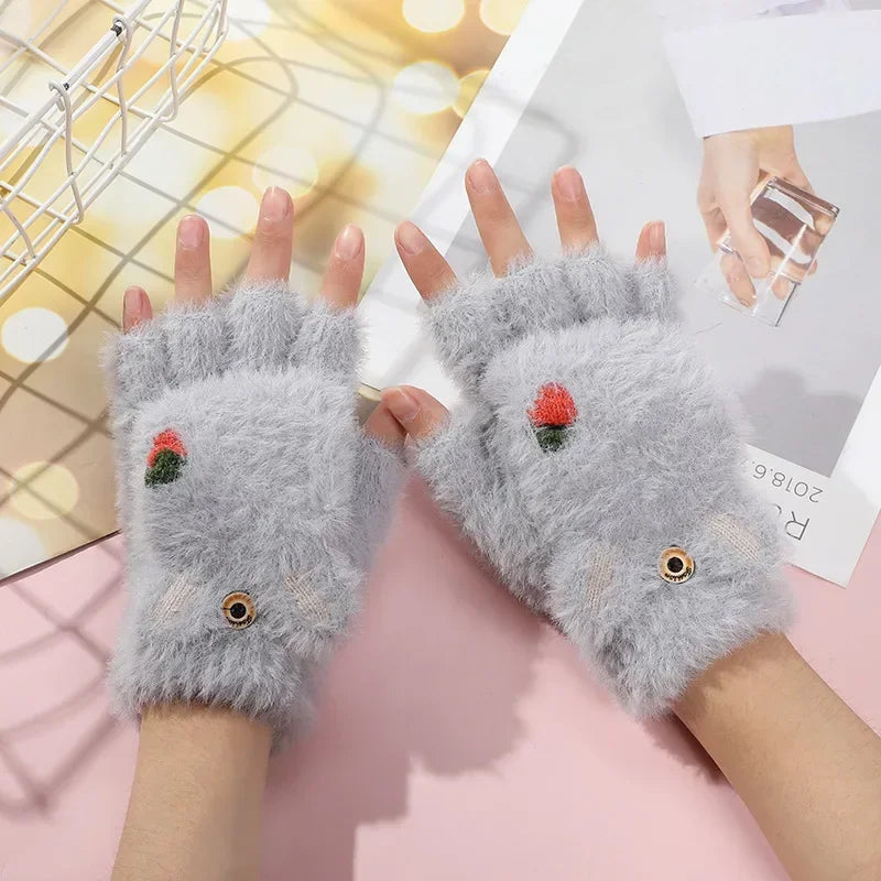 Kawaii Plush Bunny Mittens – Cute Warm Winter Gloves | 6 Colours | One Size