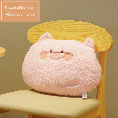 Pig-shaped plush cushion pillow, pink, about 35cm wide