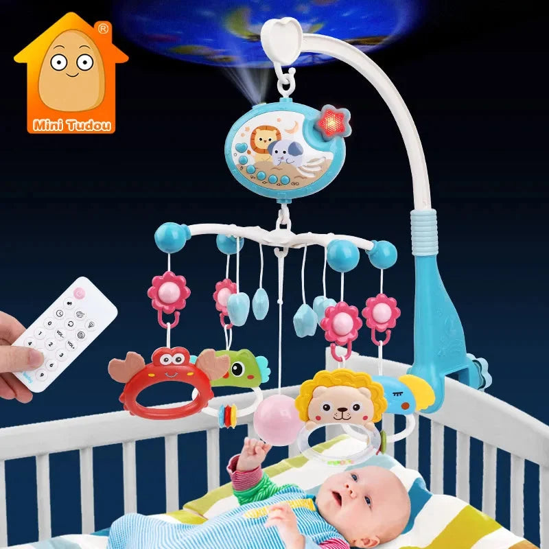 Baby Crib Mobile with Remote Control – Rotating Musical Projector Night Light | Hanging Animal Rattles | 0–12 Months | Newborn Baby Shower Gift