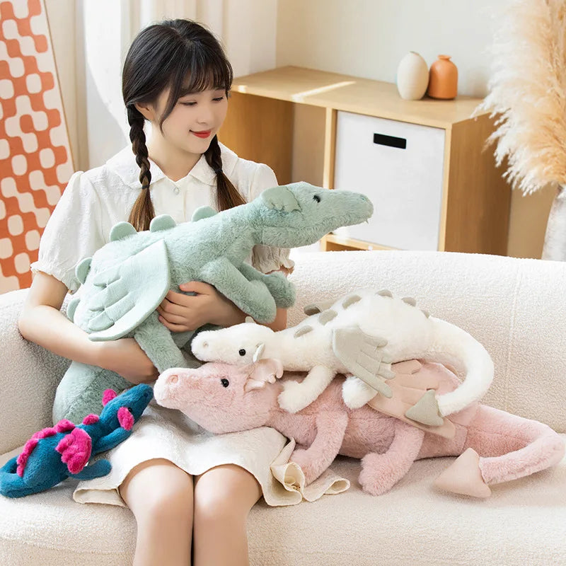 Kawaii Soft Dragon Plushie – Cute Stuffed Dragon Toy | 30cm, 50cm, 70cm & 90cm | Pink, White, Green & Blue