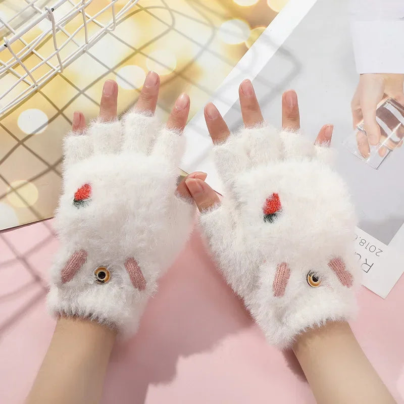 Kawaii Plush Bunny Mittens – Cute Warm Winter Gloves | 6 Colours | One Size