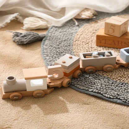 Montessori Wooden Vehicle Toys – Pull-Along Animal Train, Peg Doll Bus, Bead Aircraft & More | Natural Wood | Toddler Birthday Gift