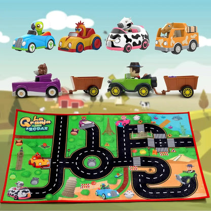 La Granja de Zenón Pull-Back Car Toy Set – Bartolito, Farm Animals & Play Mat | Official Licensed | Ages 1–3 | Kids Birthday Gift
