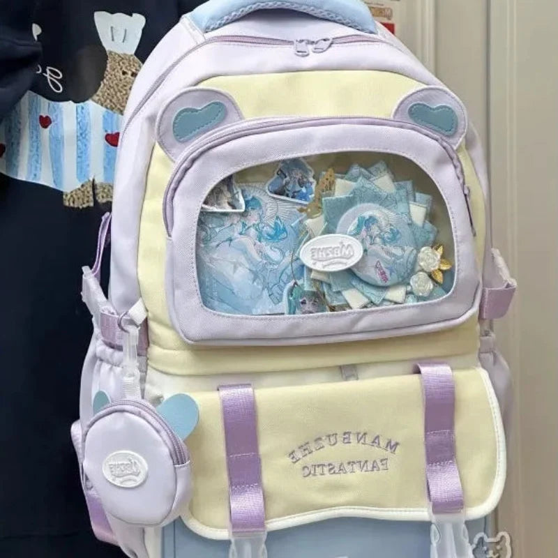Kawaii Beary Cute Ita Backpack – Clear Window Bear Bag | 5 Colours | Pin & Charm Display