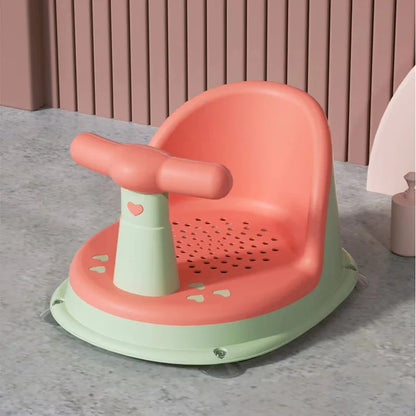 Baby Bath Seat with Suction Base & Safety Rail – Ergonomic Support Chair for Bath & Shower | Green, Pink, Blue, Yellow, Orange | Baby Shower Gift