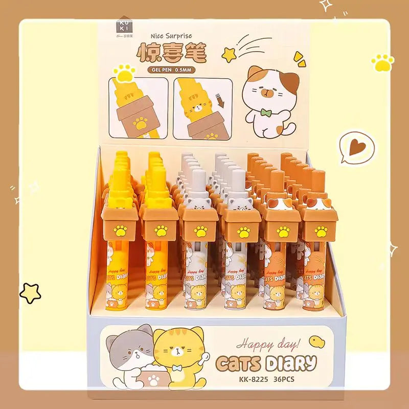 Kawaii Peek-a-Boo Cat Gel Pens | Cute Stationery Gift