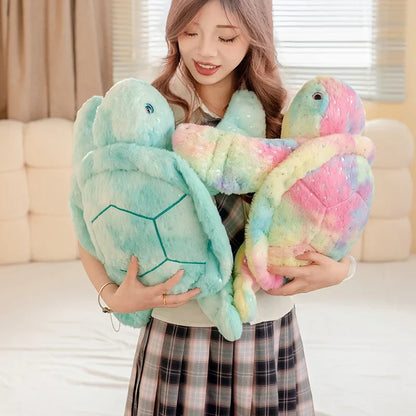 Kawaii Pastel Plush Turtle – Squishy Soft Turtle Stuffed Animal | Blue & Pink | 2 Sizes