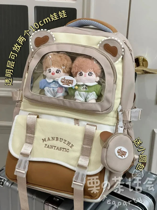 Kawaii Beary Cute Ita Backpack – Clear Window Bear Bag | 5 Colours | Pin & Charm Display
