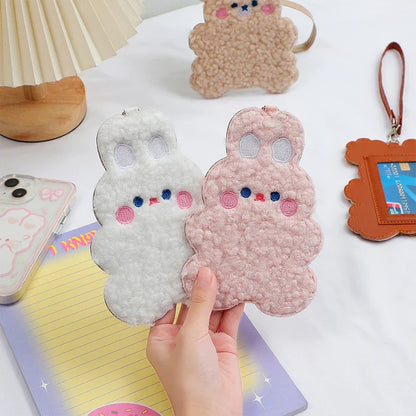 Animal photo card sleeve set, gray and pink plush bear shapes with card pocket