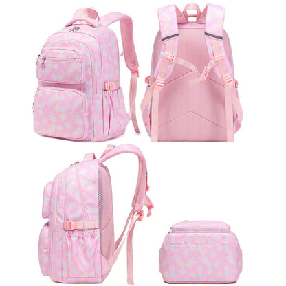 Kawaii Mermaid Backpack Set – 3-Piece Set with Backpack, Pencil Case & Lunch Bag | Mermaid Scale Design | Pink, Purple, Blue & Black
