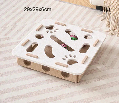 Interactive Cat Puzzle Toy – Felt Maze Box with Bell Balls