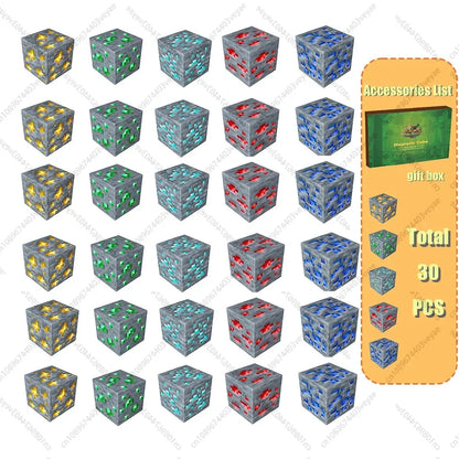 Magnetic cube building blocks set with multicolor transparent cubes, various designs shown
