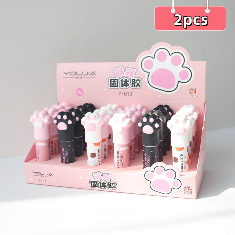 Cat paw glue stick box set with 2 pieces and paw-print design