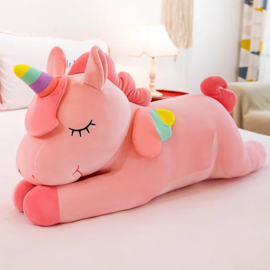 Kawaii Sleepy Unicorn Plushie – Soft Rainbow Dream Stuffed Animal | 30cm–100cm | 3 Colours