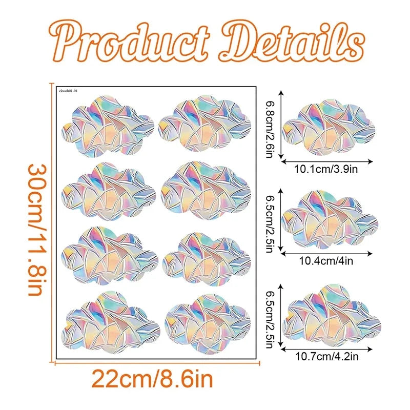 Rainbow Suncatcher Window Stickers – Holographic Prism Decals | 11 Designs | Mushrooms, Stars, Rabbits, Dragonflies & More | Home & Nursery Gift