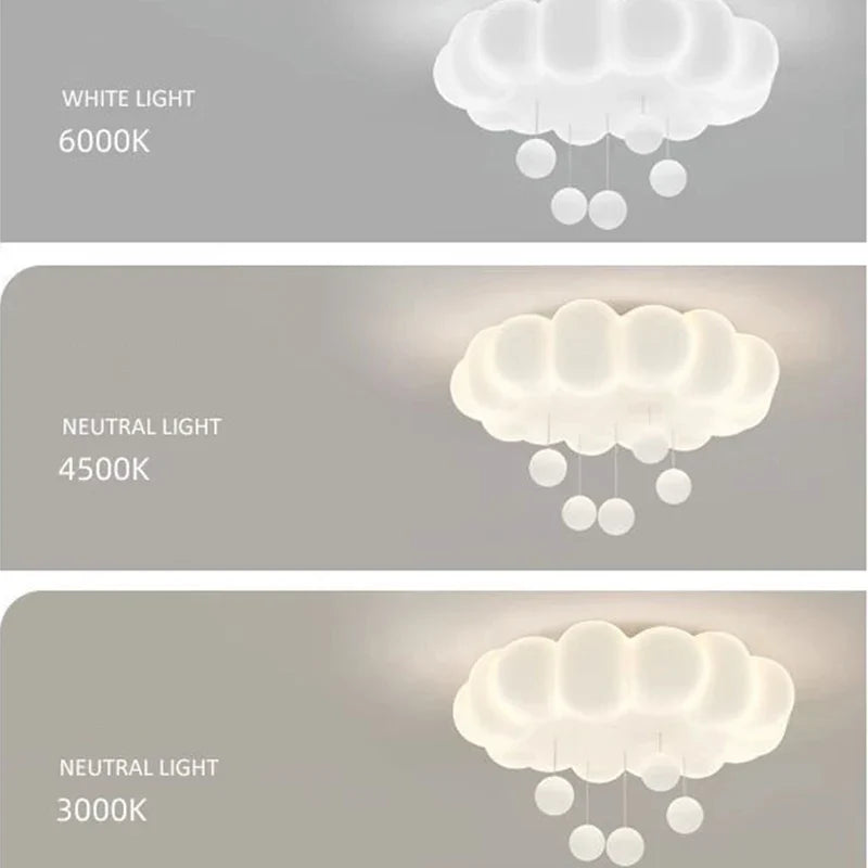 Cloud ceiling light with adjustable white light: 6000K, 4500K, 3000K