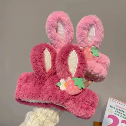 Kawaii Strawberry Bunny Ear Beauty Headband – Cute Spa & Skincare Headband | 6 Colours