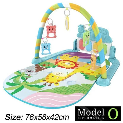 Baby Play Gym with Music & Piano Mat – Kick-Activated Piano | Hanging Toys | Tummy Time Mat | 0–36 Months | Baby Shower Gift