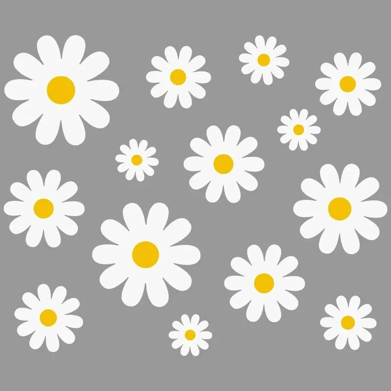 White Daisy Wall Stickers – 34-Piece Small Scatter or 14-Piece Large Statement Set | 60×30cm Sheet | Peel & Stick | Bedroom, Nursery & Garden Decor