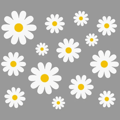 White Daisy Wall Stickers – 34-Piece Small Scatter or 14-Piece Large Statement Set | 60×30cm Sheet | Peel & Stick | Bedroom, Nursery & Garden Decor