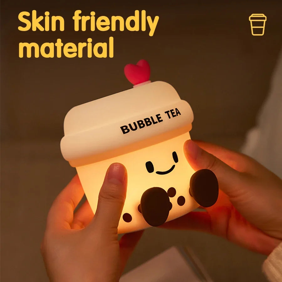 Kawaii Bubble Tea Night Light – Cute LED Boba Lamp | USB Rechargeable | Desk & Bedroom Decor
