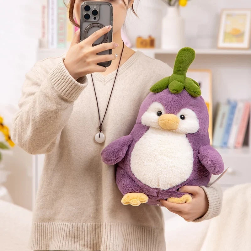 Kawaii Penguin Eggplant Plushie | Funny Vegetable Animal Toy