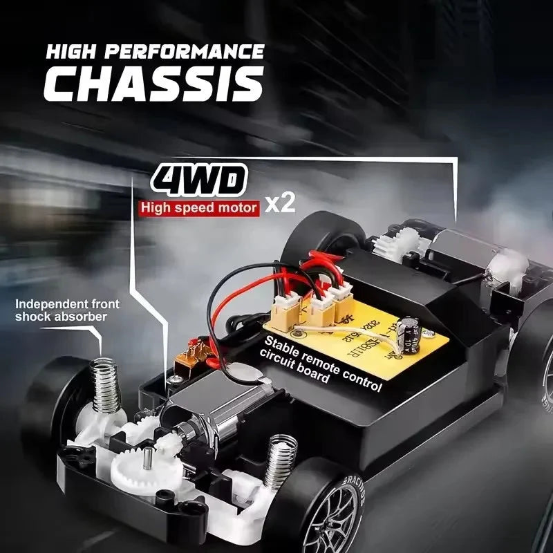 4WD RC car chassis with high-speed motor and independent front shock absorber